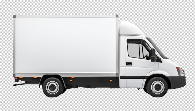 White Delivery Cargo Truck on Isolated Transparent Background – Free Download