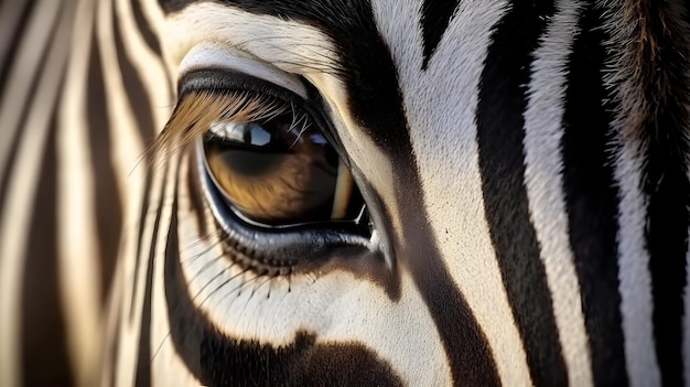 Close-Up Detail of Zebra Eye: Stunning Black and White Stripes – Free Download