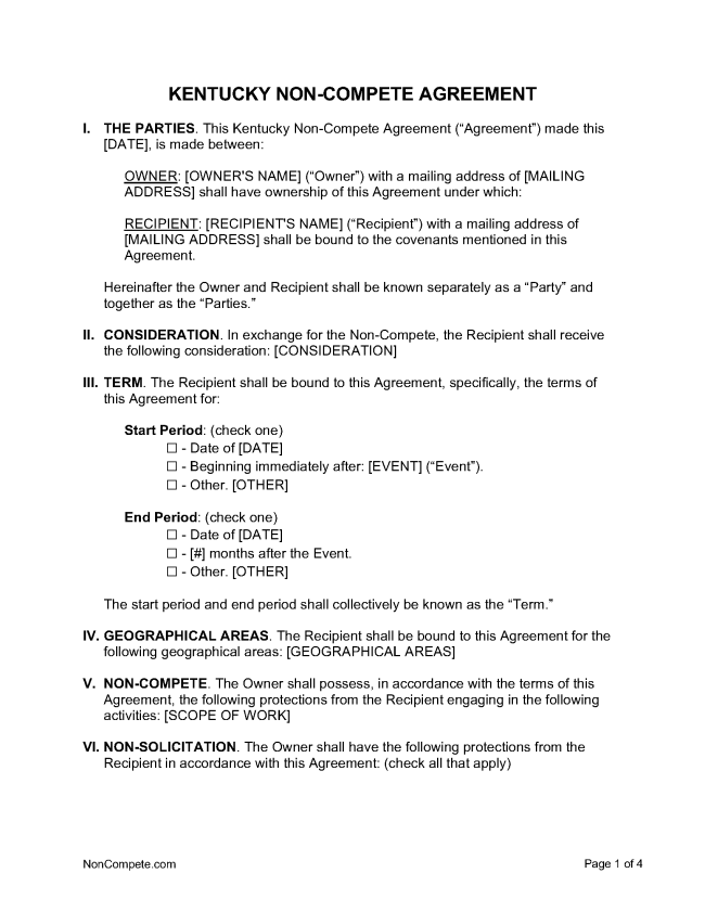 Free Kentucky NonCompete Agreement Laws Enforceability PDF 