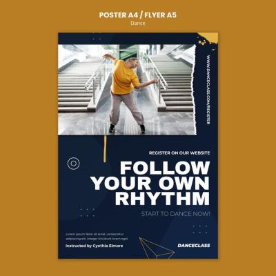 Dance Poster Template in Flat Design – Free Download