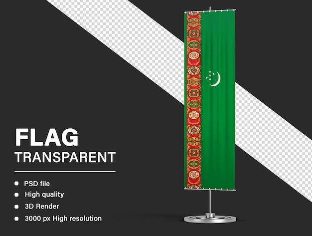 Turkmenistan Flag Banner Design on Transparent Background – Free Download