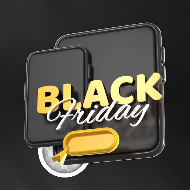 3D Illustration of Cell Phones and Tablets for Black Friday – Free Download