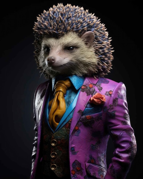 Serious 3D Hedgehog in a Suit Against a Dramatic Studio Background – Free Download