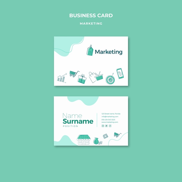 Horizontal Business Card Template for Marketing and Advertising – Free Download