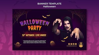 Dark Halloween Party Banner Template – Free Download