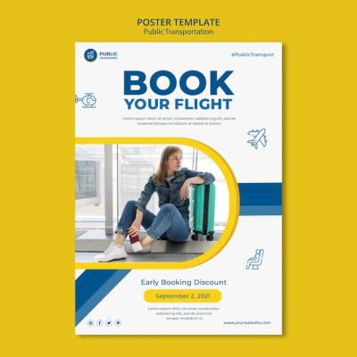 Book Flight Poster Template – Free Download