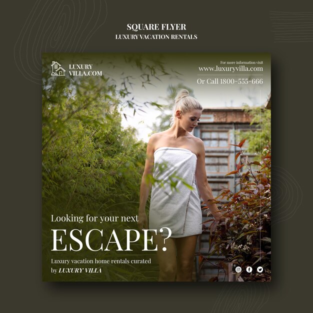 Luxury Vacation Rentals Square Flyer Template – Free Download