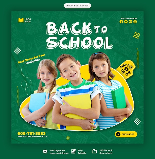 Back to School Social Media Post Banner Template – Free Download