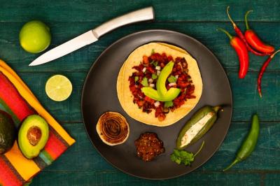 Top View of Mexican Dish on Wooden Background – Free Download