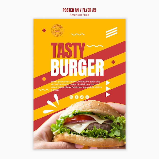 Burger American Food Poster Template – Free Download