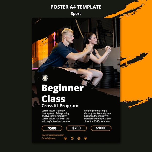 Sports and Fitness Classes Vertical Poster Template – Free Download