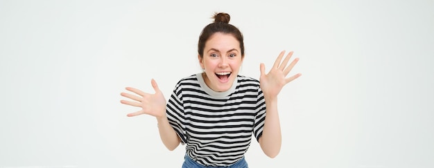 Happy Beautiful Girl Making Jazz Hands – Free Download Stock Photo