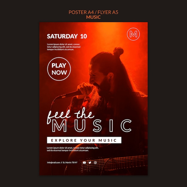 Feel the Music Poster Template – Free Download, Download Free Stock Photo