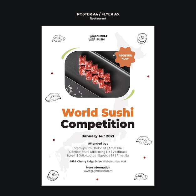 Sushi Restaurant Poster Print Template – Download Free Stock Photo