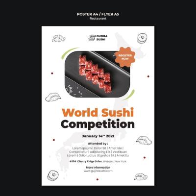 Sushi Restaurant Poster Print Template – Download Free Stock Photo