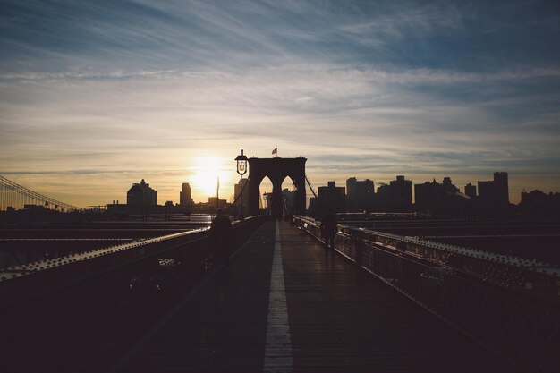 Brooklyn Bridge Silhouette at Sunrise – Free Stock Photo Download