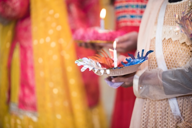 Girl Holding Mehndi Henna Tray with Candles Light – Free Stock Photo for Download