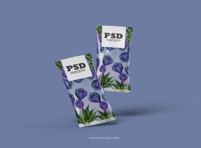 PSD Packaging Template for Pillow Food Snack Bag – Isolated on Transparent Background 3D Render | Free Download