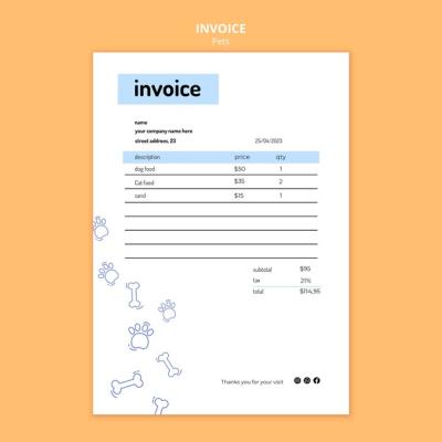 Pet Food Shop Business Invoice Template – Free Download