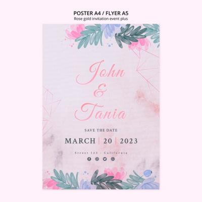 Floral Wedding Vertical Poster Template – Download Free Stock Photo