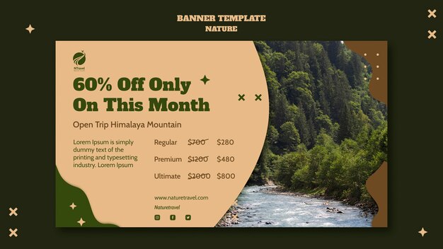 Horizontal Banner Template for Nature Adventure in Camouflage Colors – Free Download