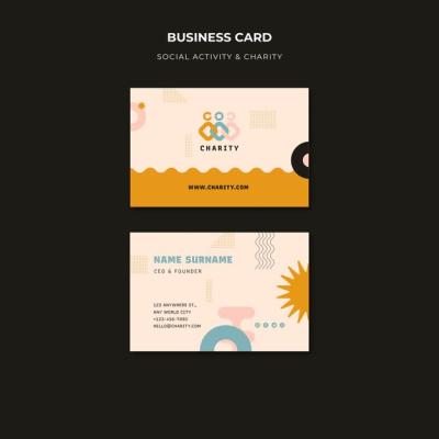 Charity Activity Business Card in Flat Design – Free Download