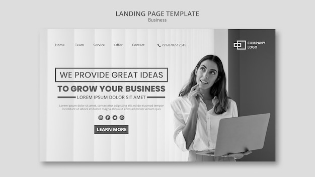 Business Landing Page PSD Template – Free Download