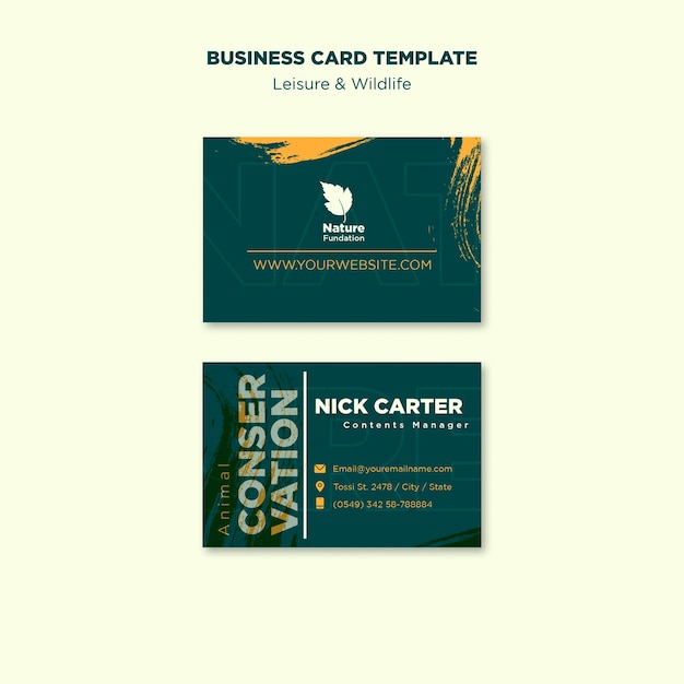 Nature and Wildlife Conservation Business Card Template – Free Download