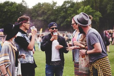 Friends Enjoying Time Together at a Music Festival – Free Download