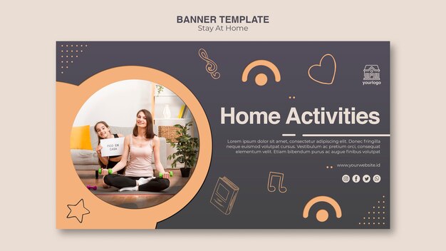 Stay at Home Concept Banner Template – Free Download