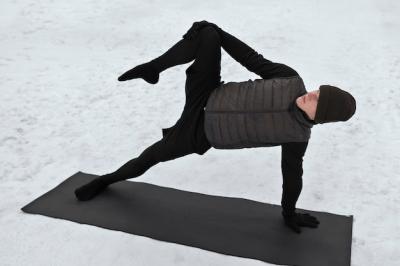 Man Practicing Yoga Outdoors in Cold Weather – Free to Download