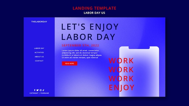 Labor Day Landing Page Template Design – Free Download