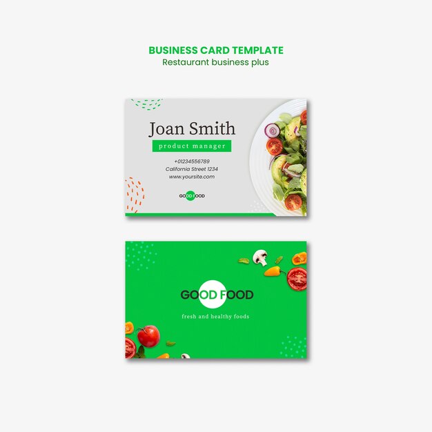 Fresh and Healthy Foods Horizontal Business Card Template – Free Download