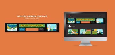 Flat Design World Tourism Day YouTube Banner Template – Free Download