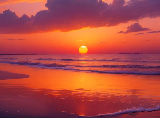 Beautiful and Serene Beach Sunset Scene – Free Download