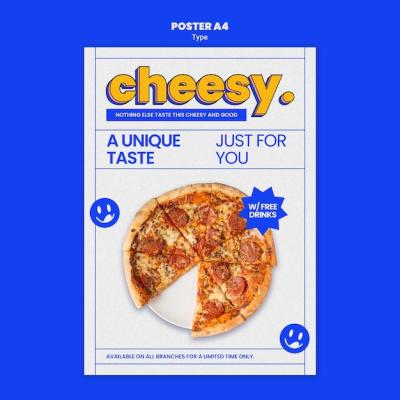 New Cheesy Pizza Flavor Vertical Poster Template – Free Download