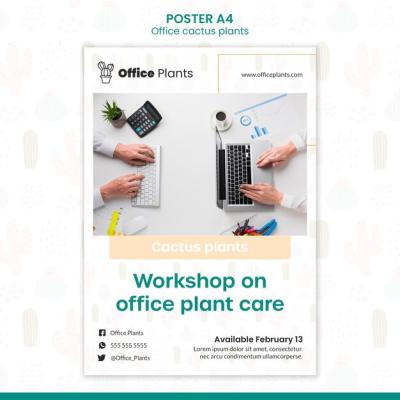 Vertical Poster Design for Office Workspace Plants – Free Download