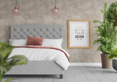 Poster Frame Mockup for Your Bedroom – Free Download