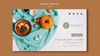 Horizontal Banner Template for Vegan Food – Free Download