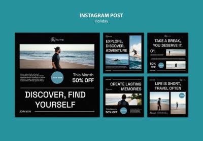 Flat Design Holiday Instagram Posts – Free Download