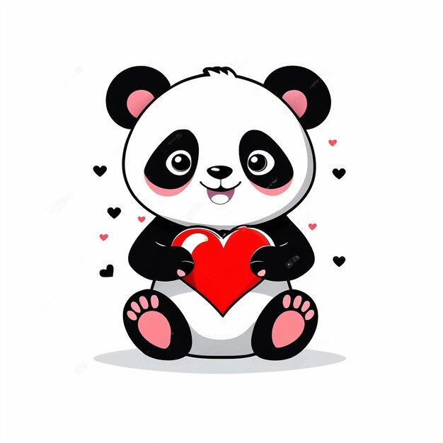 Vector Illustration of a Cute Panda Holding a Love Heart – Free Download