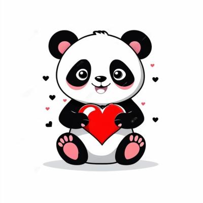 Vector Illustration of a Cute Panda Holding a Love Heart – Free Download