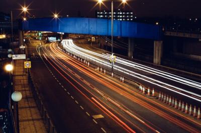 High Angle View of Light Trails on Road at Night – Free Stock Photo for Download