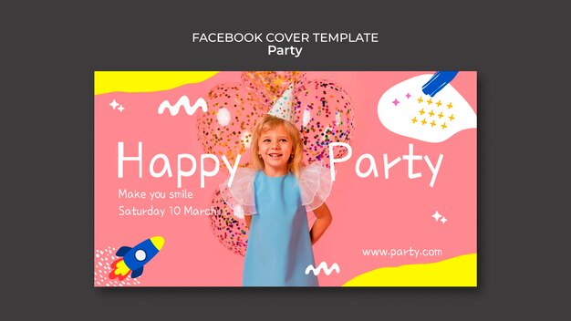 Flat Design Party Facebook Cover Template – Free Download