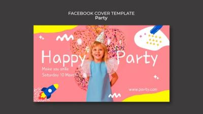 Flat Design Party Facebook Cover Template – Free Download