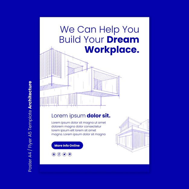 Hand drawn architecture project poster template – free download