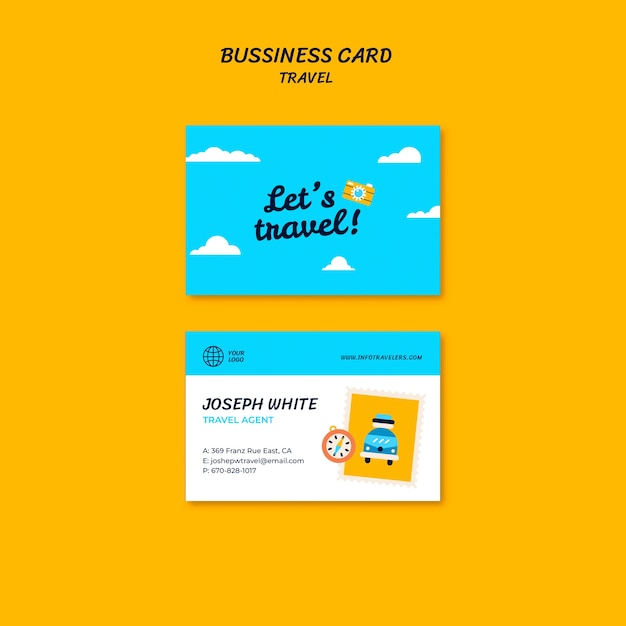 Horizontal Business Card Template for Travel and Adventure – Free Download