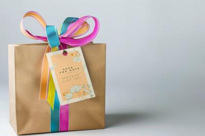 Gift Tag and Ribbon Mockup – Free Download