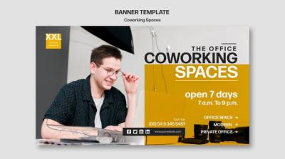 Banner Coworking Office Space Template – Free to Download