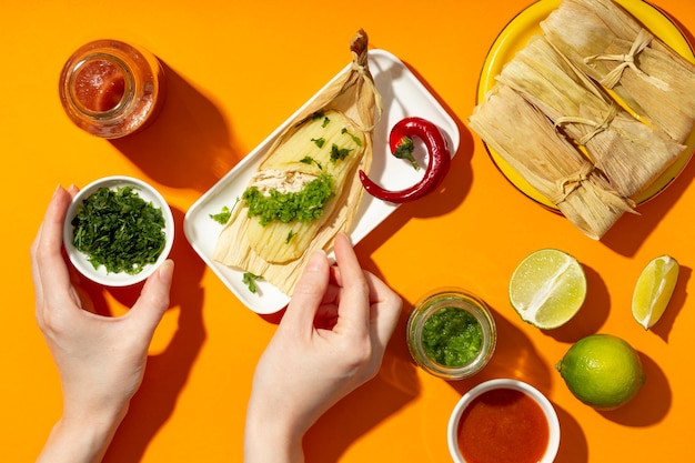 Flat Lay Arrangement of Tamales Ingredients – Free Stock Photo, Download for Free